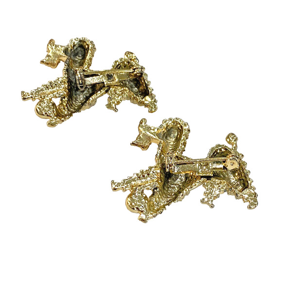 Vintage Gold Tone Poodle Dog Scatter Pins (2) Textured Dimensional Kitschy 1950s - Picture 2 of 5